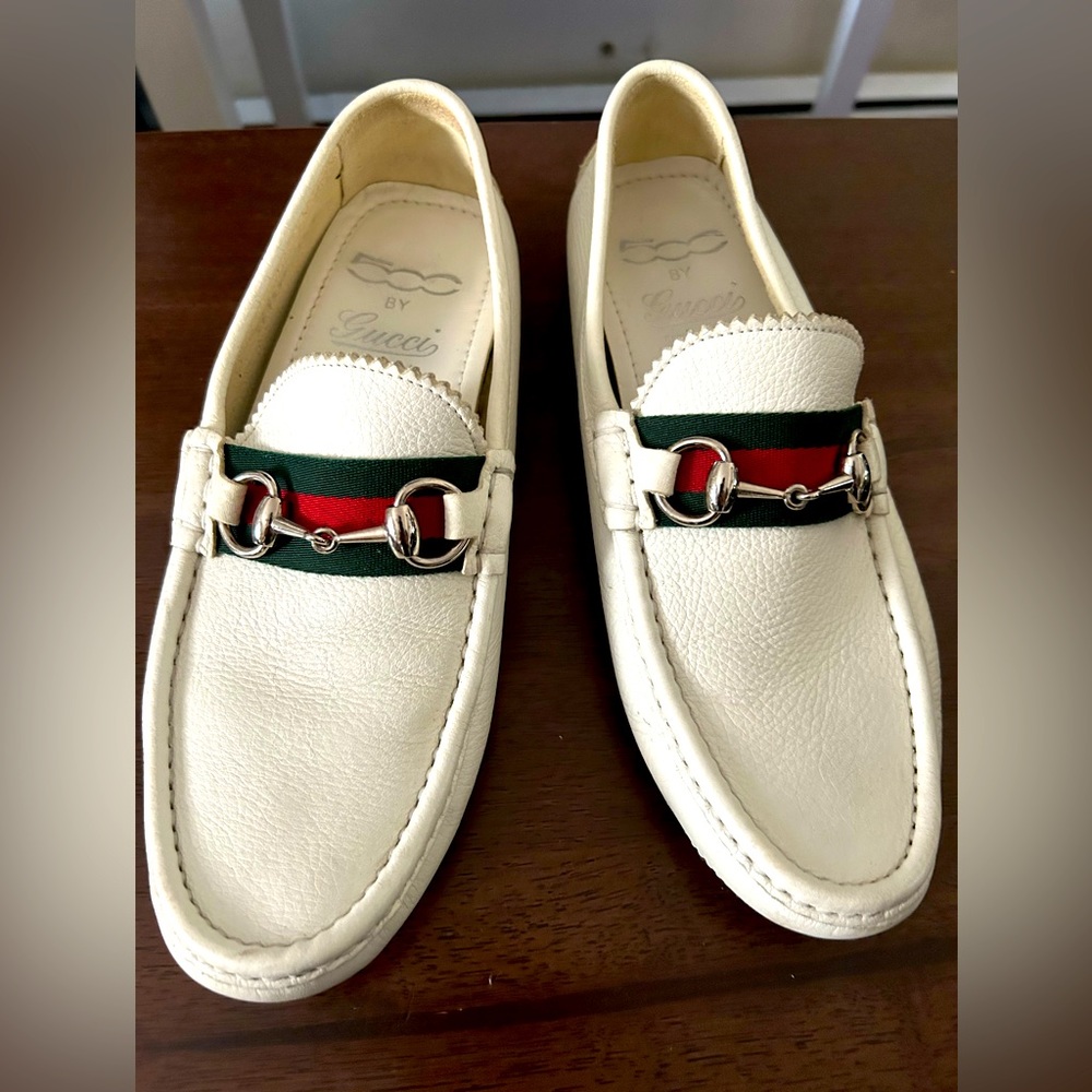 Men’s White Gucci Loafers. Size 5.5